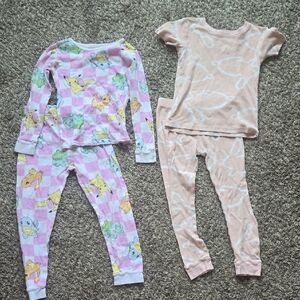 Kids Cartoon Pajama Set - Pink and Cream